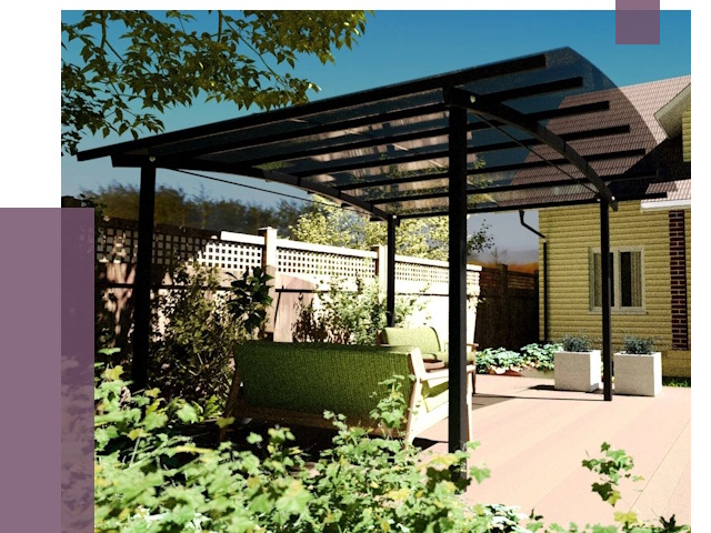 Навесы для террасы в Березниках от 13131 руб. под ключ | ПРОЛЁТ-Брз