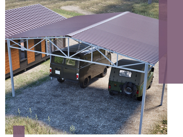 Двускатные навесы под ключ в Березниках — изготовление и монтаж